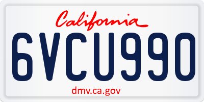 CA license plate 6VCU990