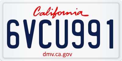 CA license plate 6VCU991