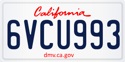 CA license plate 6VCU993
