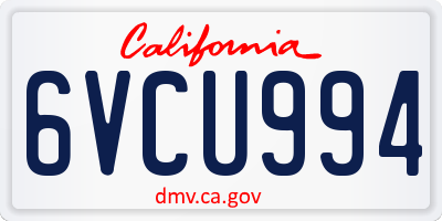 CA license plate 6VCU994