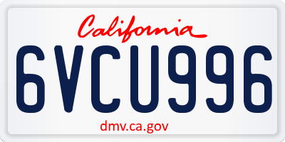 CA license plate 6VCU996