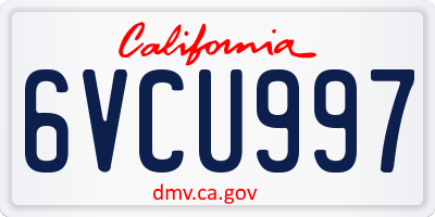 CA license plate 6VCU997