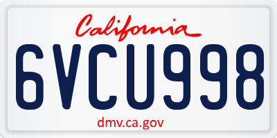 CA license plate 6VCU998