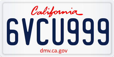 CA license plate 6VCU999
