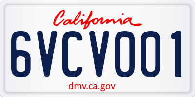 CA license plate 6VCV001