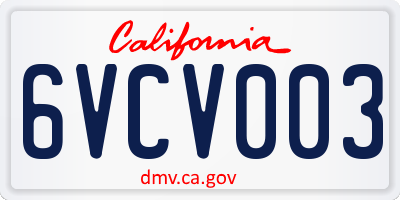 CA license plate 6VCV003