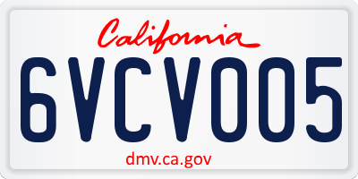 CA license plate 6VCV005