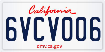 CA license plate 6VCV006