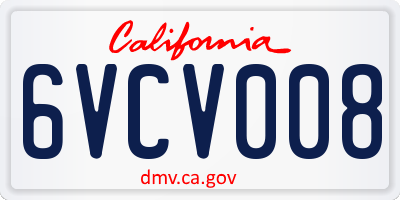 CA license plate 6VCV008