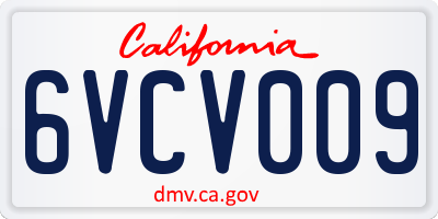 CA license plate 6VCV009