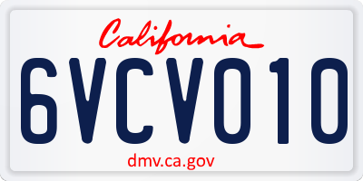 CA license plate 6VCV010