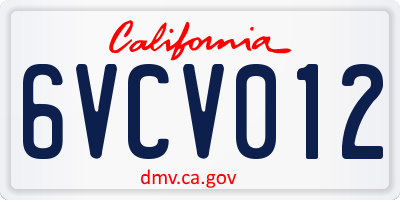CA license plate 6VCV012