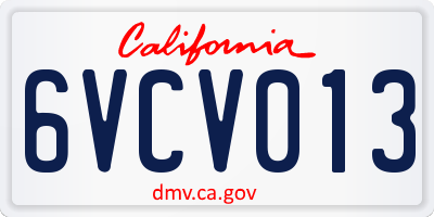 CA license plate 6VCV013