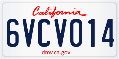 CA license plate 6VCV014