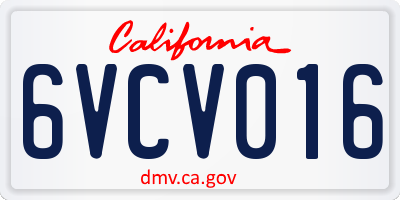 CA license plate 6VCV016