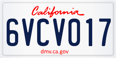 CA license plate 6VCV017