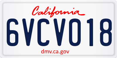 CA license plate 6VCV018
