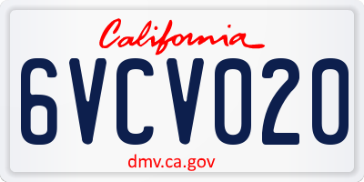 CA license plate 6VCV020