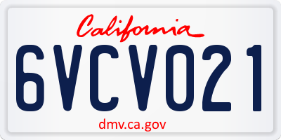 CA license plate 6VCV021