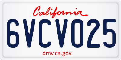 CA license plate 6VCV025