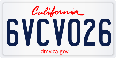 CA license plate 6VCV026