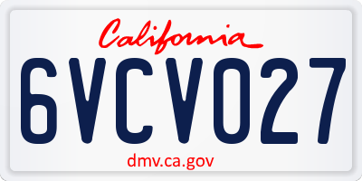 CA license plate 6VCV027