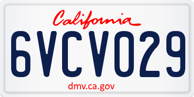 CA license plate 6VCV029