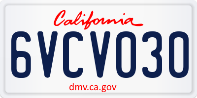 CA license plate 6VCV030