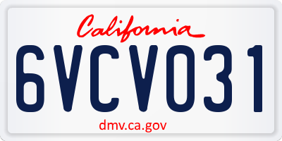 CA license plate 6VCV031