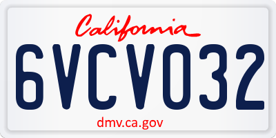 CA license plate 6VCV032