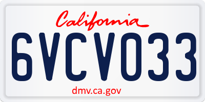 CA license plate 6VCV033