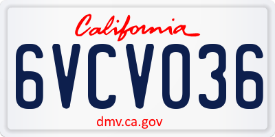 CA license plate 6VCV036