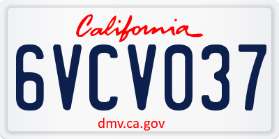 CA license plate 6VCV037