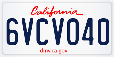 CA license plate 6VCV040