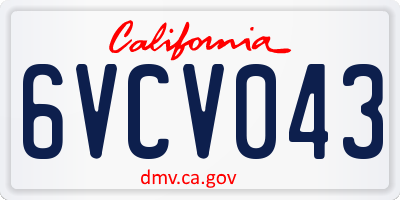CA license plate 6VCV043