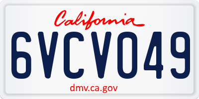 CA license plate 6VCV049