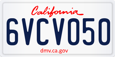 CA license plate 6VCV050