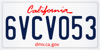 CA license plate 6VCV053