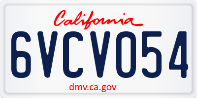CA license plate 6VCV054