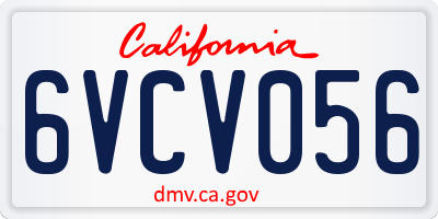 CA license plate 6VCV056