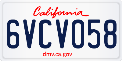 CA license plate 6VCV058