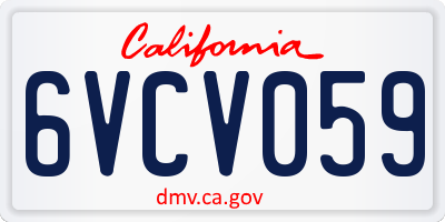 CA license plate 6VCV059