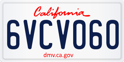 CA license plate 6VCV060