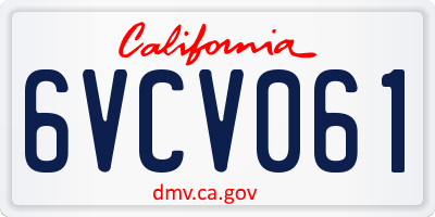 CA license plate 6VCV061