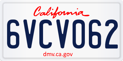 CA license plate 6VCV062