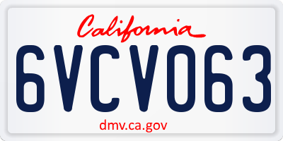CA license plate 6VCV063