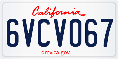 CA license plate 6VCV067