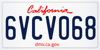 CA license plate 6VCV068