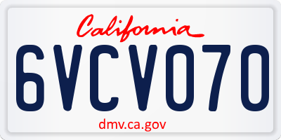 CA license plate 6VCV070