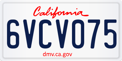 CA license plate 6VCV075